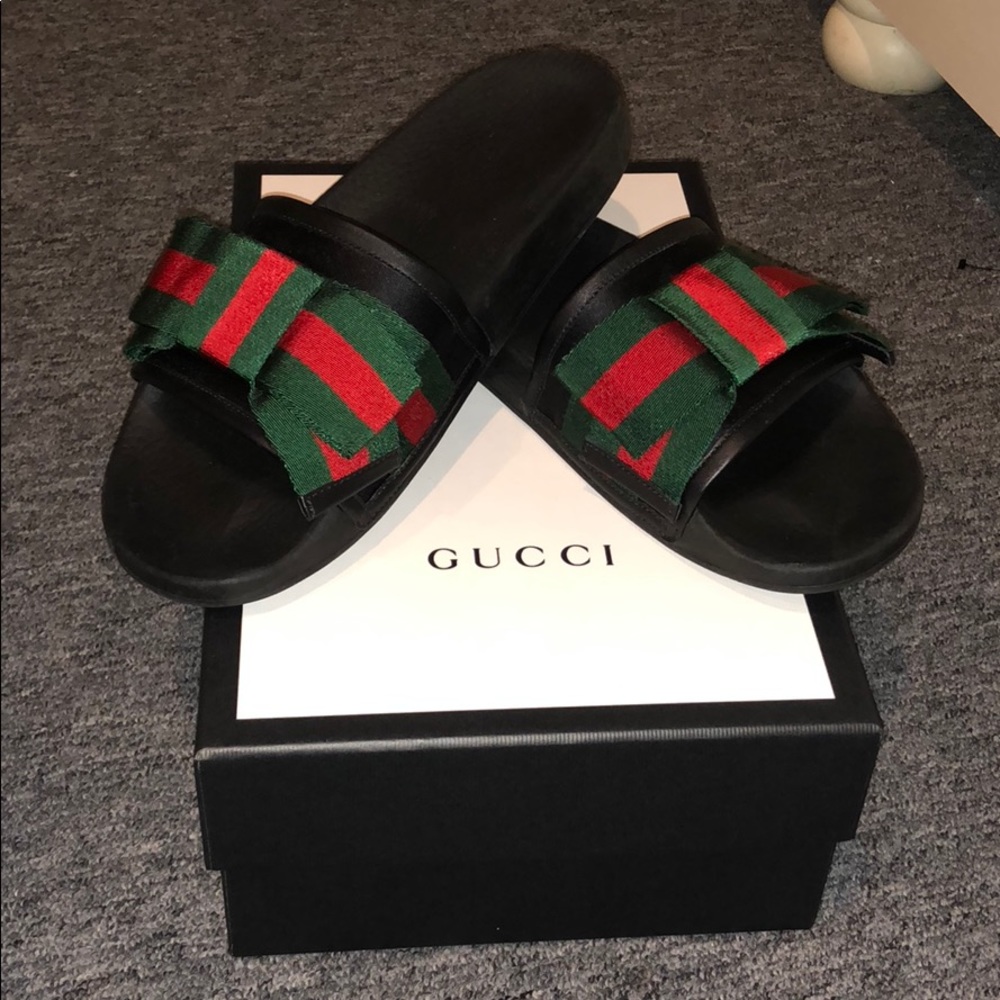 Gucci Satin Slide w/ Web Bow